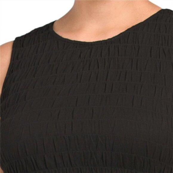 NWT T Tahari Women's Plus Sleeveless Smocked Cotton Midi Dress - Picture 3 of 6